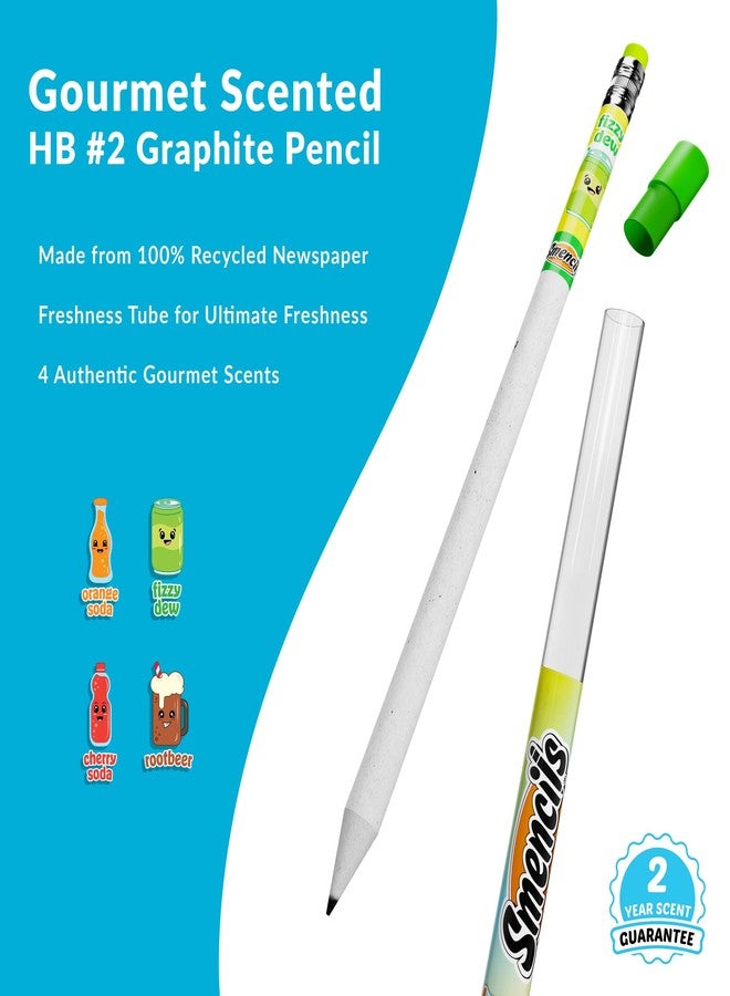 Scentco Smencils Soda Pop Shop Scented Pencils - HB #2 Graphite Pencils Made from Recycled Newspapers, 4 Pack, Long-Lasting Gourmet Scents, Fun School Supplies & Gifts for Kids, Teachers, Classroom Rewards - Image 2