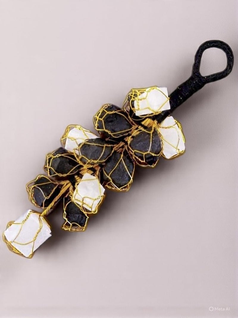 DT DECTONE Black Tourmaline Stone and Selenite Crystals Door Hanging Nazar Battu for Home Entrance,Evil Eye Protection. - Image 5