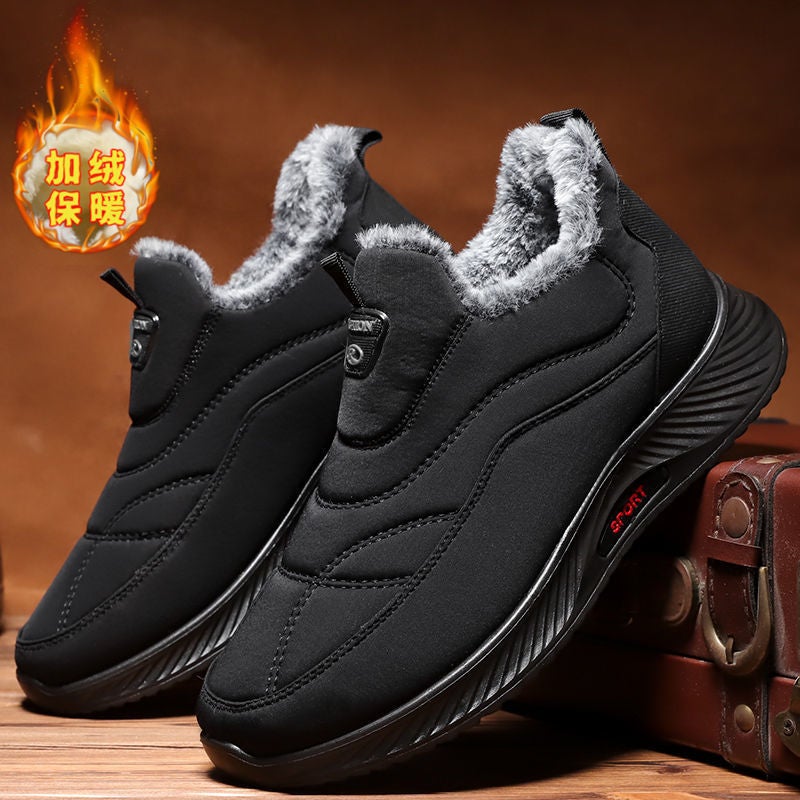 Winter outdoor velvet snow boots for the elderly padded warm cotton shoes mens fashion casual wholesale fashion shoes AP-809 Black