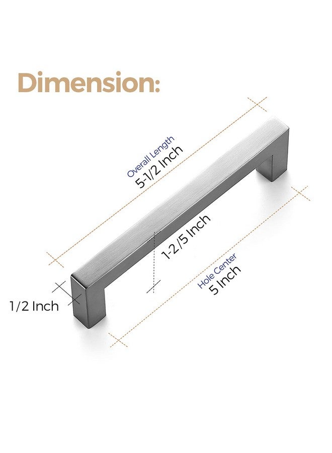 Ravinte 30 Pack Cabinet Handles Square Cabinets Cupboard Handles Brushed Nickel Drawer Pulls Stainless Steel Kitchen Cabinet Pulls Cabinet Hardware Drawer Handles 5 inch Hole Center - Image 3