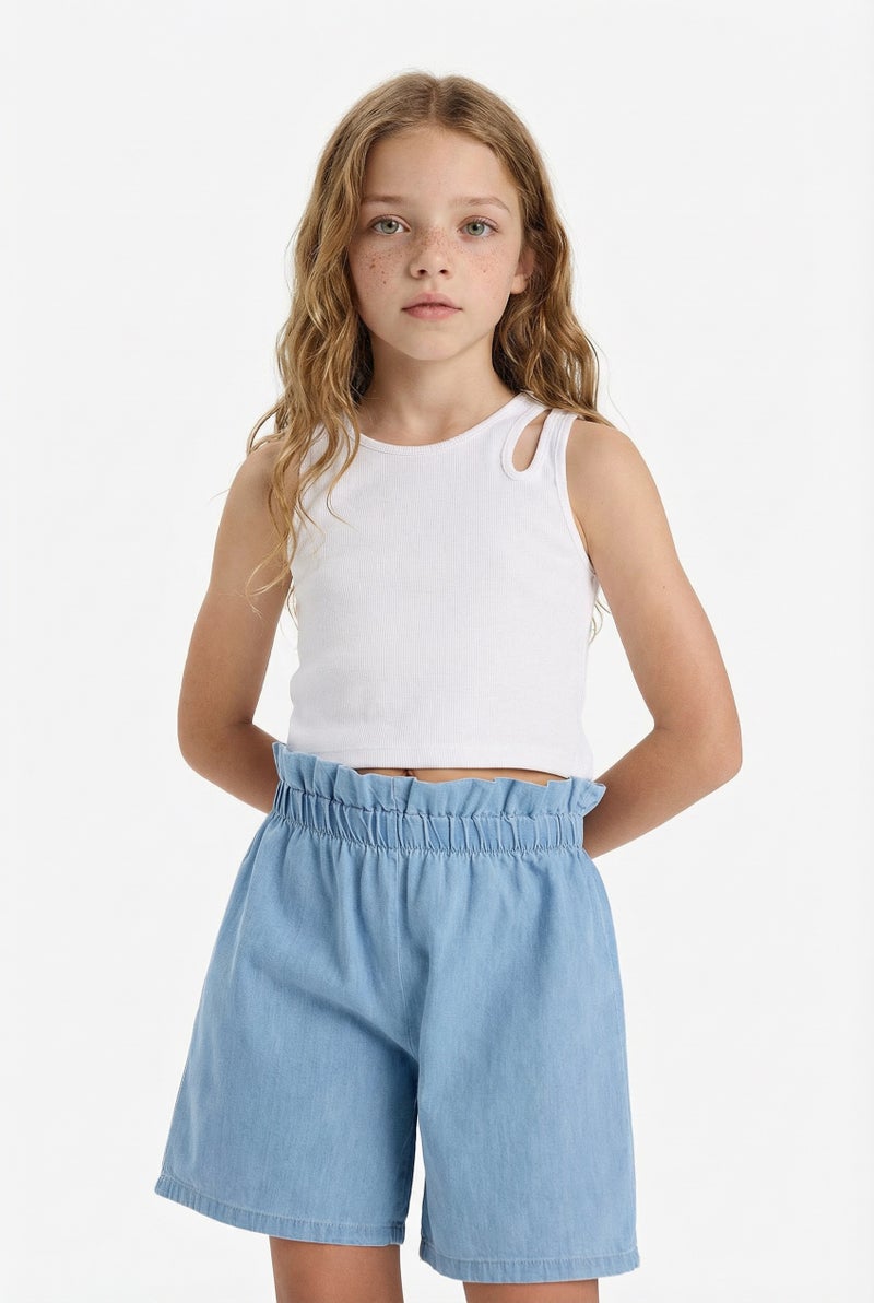 DeFacto Blue Girl Girl Denim Shorts Casual - Image 2