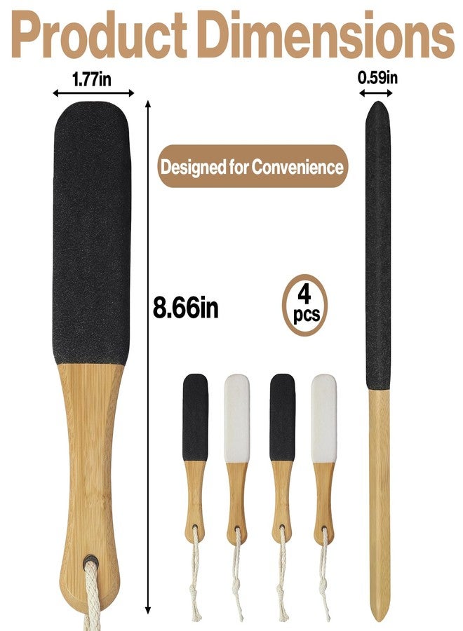 Mtuiewo 4 PCS Pumice Stone Foot File, Foot File Callus Remover Foot Scrubber, Ergonomic Non-Slip Wooden Handle, for Cracked Heels, Dead Skin, Callus Removal (Black and White) - Image 2