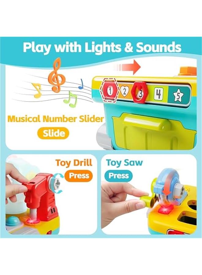 Toddler Musical Workbench Toys for One Year Old Boys, Baby Pretend Play Tool Set, Infant Shape Sorter Activities, Kids Pounding Game, 1st Birthday Gift for 12 18 24 Month Girls Age 1 2 3 - Image 4