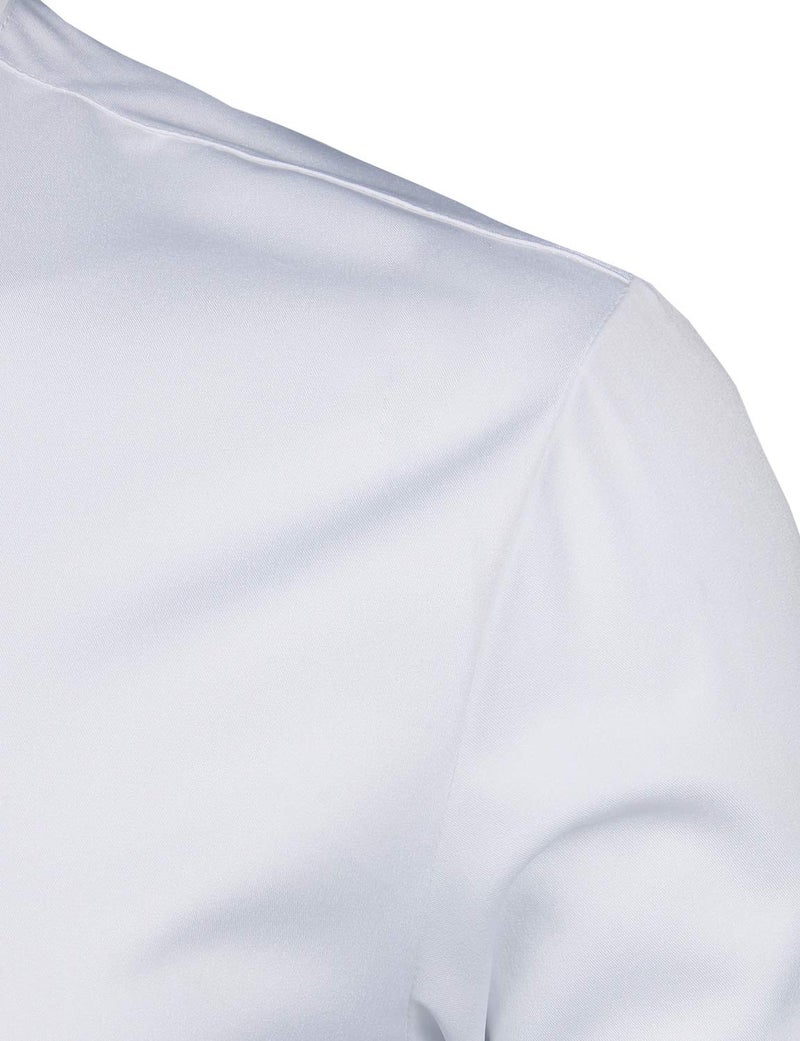ZEROYAA Mens Hipster Solid Slim Fit Long Sleeve Mandarin Collar Dress Shirts ZLCL08 White Medium - Image 5