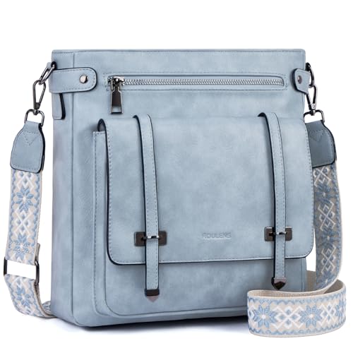 Roulens Crossbody Bags for Women,Multi Pocket Crossbody Purses Vegan Leather Shoulder Handbags Travel Purse Adjustable Strap - Image 1