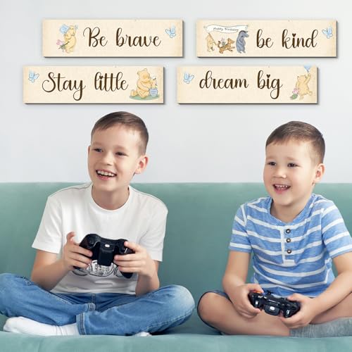 BirtDerr 4Pcs Winie Wall Decorations-he Pooh Baby Stuff-Bedroom Wall Decor-Adorable Pooh Sign for Room Nursery Decor-Baby Shower Decorations(Classic) - Image 5
