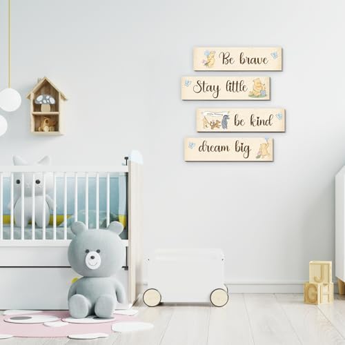 BirtDerr 4Pcs Winie Wall Decorations-he Pooh Baby Stuff-Bedroom Wall Decor-Adorable Pooh Sign for Room Nursery Decor-Baby Shower Decorations(Classic) - Image 4