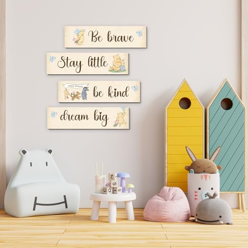 BirtDerr 4Pcs Winie Wall Decorations-he Pooh Baby Stuff-Bedroom Wall Decor-Adorable Pooh Sign for Room Nursery Decor-Baby Shower Decorations(Classic) - Image 3