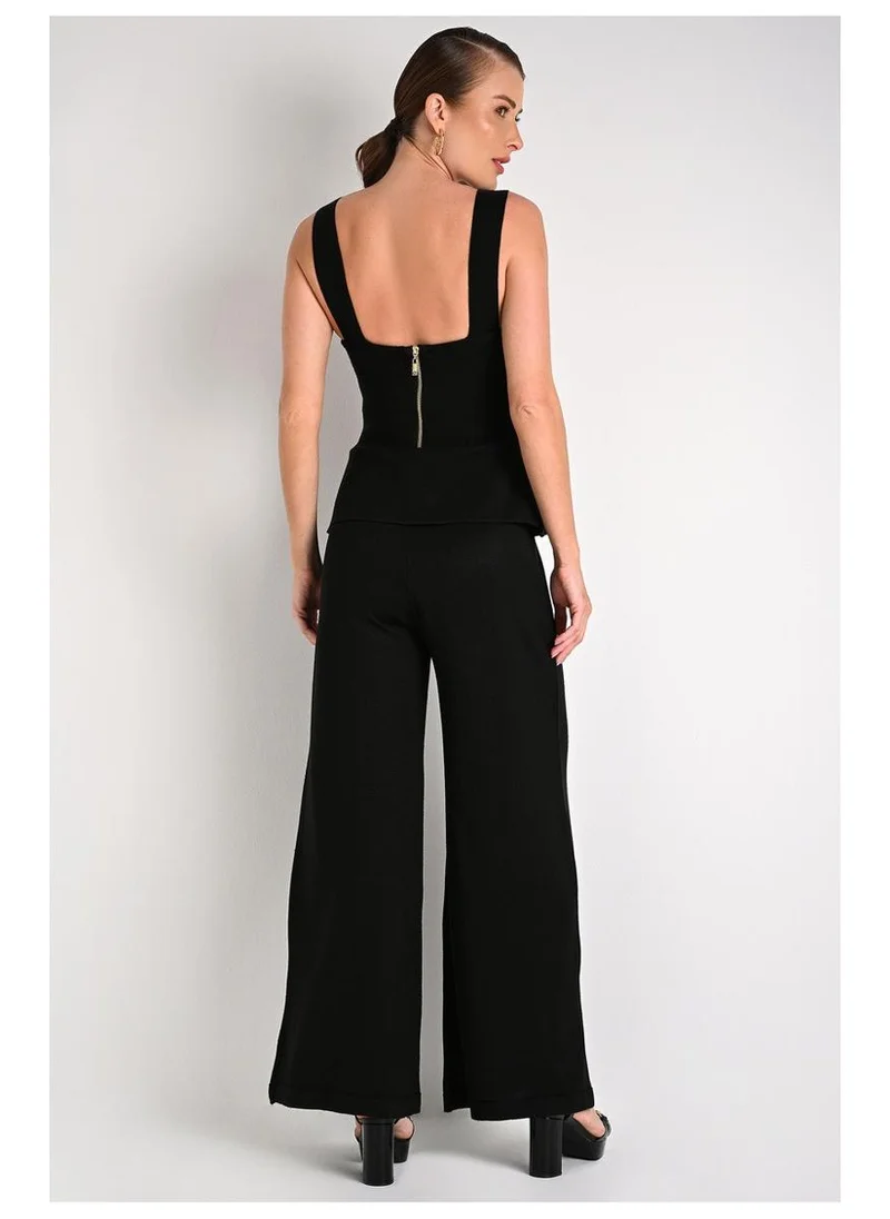Carmen Steffens  Black Long Peplum Jumpsuit for Women | Best Price UAE