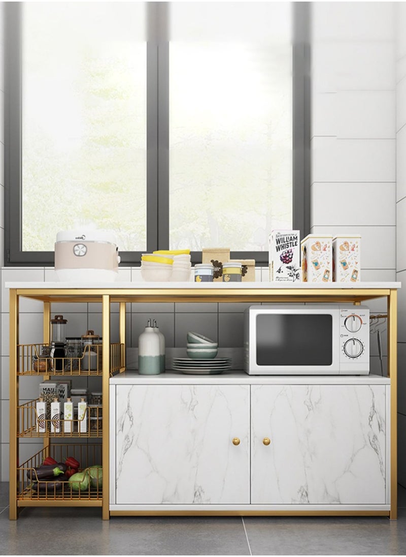 Sharpdo - Kitchen Multi-Functional Multi-Layer Storage Cabinet Cabinet with 2 Doors and 3-Layer Metal Shelves 100*30*80CM - Image 1
