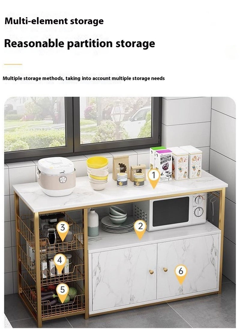 Sharpdo - Kitchen Multi-Functional Multi-Layer Storage Cabinet Cabinet with 2 Doors and 3-Layer Metal Shelves 100*30*80CM - Image 1