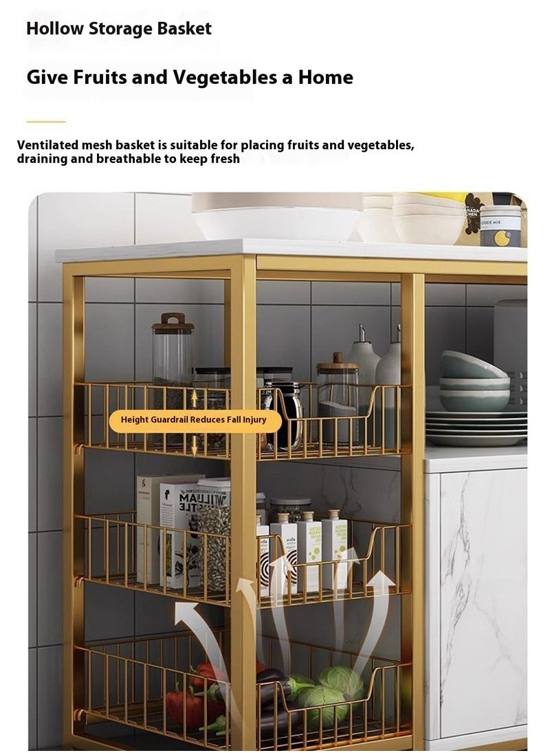 Sharpdo - Kitchen Multi-Functional Multi-Layer Storage Cabinet Cabinet with 2 Doors and 3-Layer Metal Shelves 100*30*80CM - Image 1