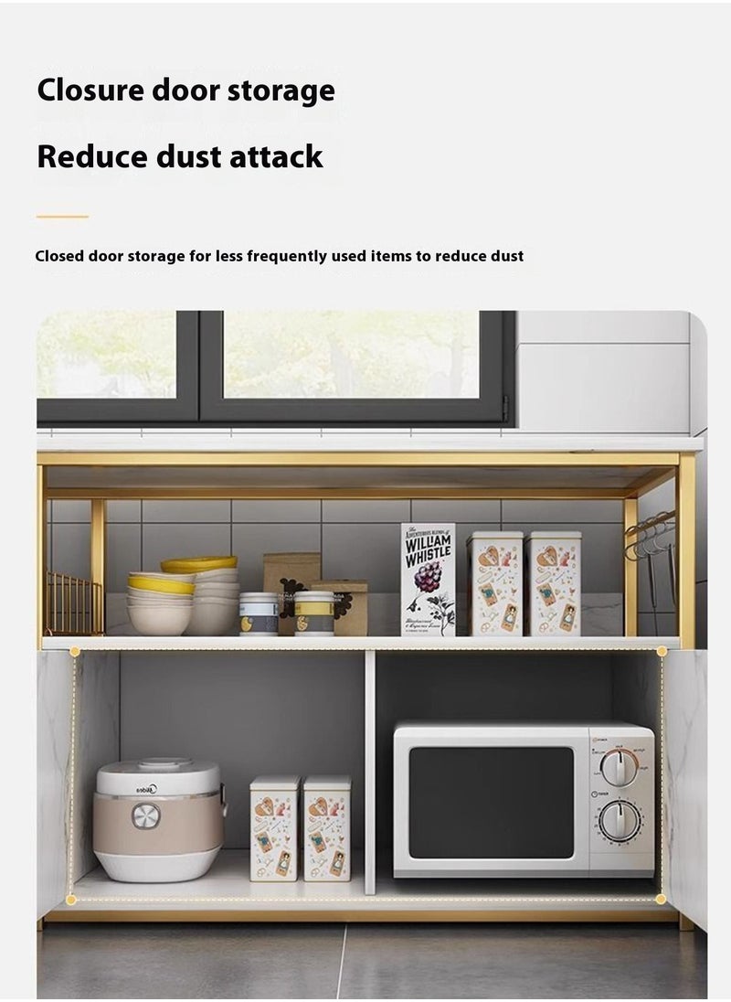 Sharpdo - Kitchen Multi-Functional Multi-Layer Storage Cabinet Cabinet with 2 Doors and 3-Layer Metal Shelves 100*30*80CM - Image 1