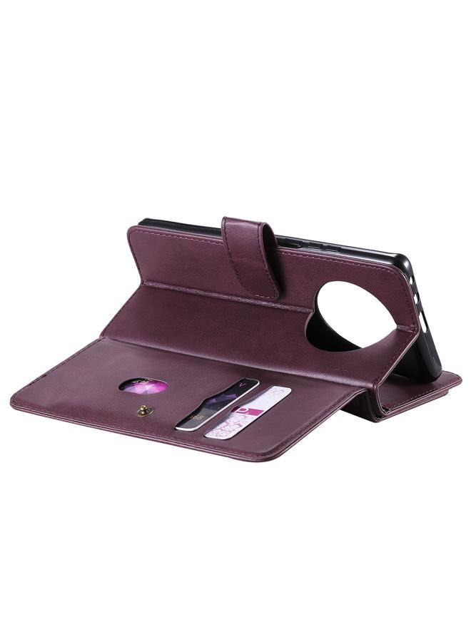 اس-توب جراب لهاتف Huawei Mate 40 Pro متعدد الوظائف بمشبك مغناطيسي نحاسي قابل للطي أفقيًا مصنوع من الجلد بلون سادة مع 10 فتحات للبطاقات ومحفظة وحامل وإطار للصور - Image 5