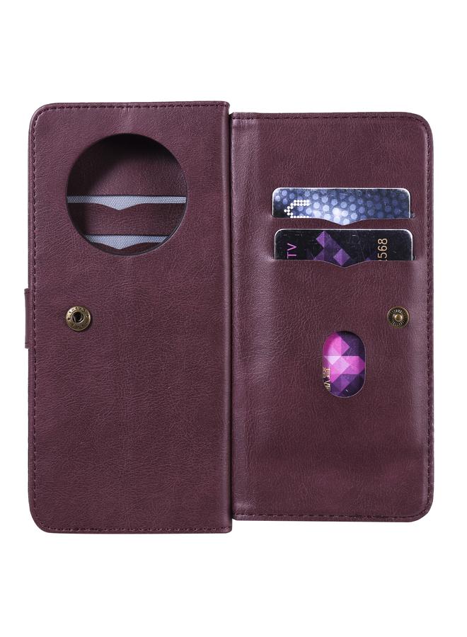 اس-توب جراب لهاتف Huawei Mate 40 Pro متعدد الوظائف بمشبك مغناطيسي نحاسي قابل للطي أفقيًا مصنوع من الجلد بلون سادة مع 10 فتحات للبطاقات ومحفظة وحامل وإطار للصور - Image 4