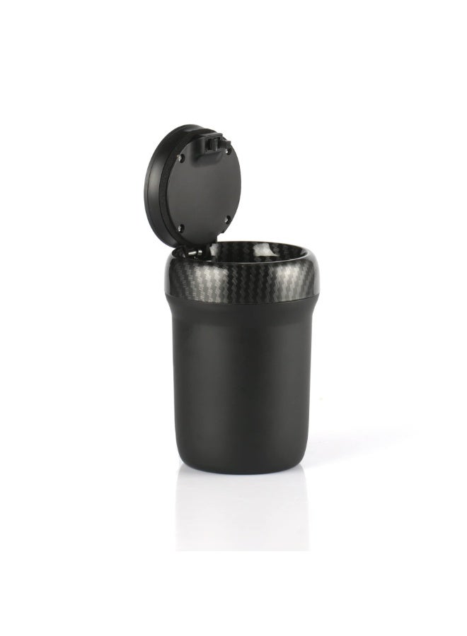 1pcs Can Portable Smokeless Ashtray with Lid, Detachable Ceramic Inner, Mini Car Trash Can - Carbon Fiber - Image 1