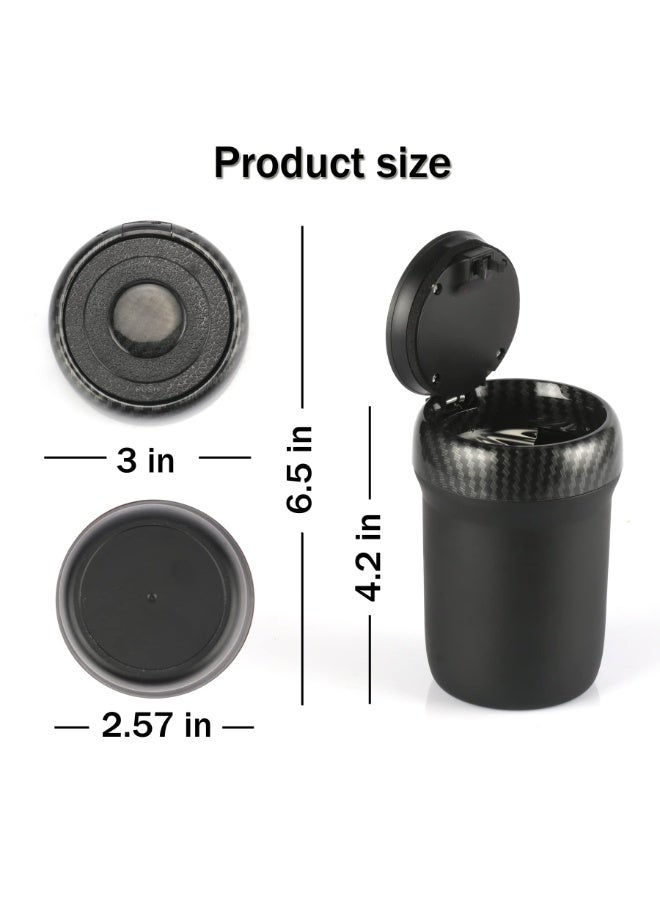 1pcs Can Portable Smokeless Ashtray with Lid, Detachable Ceramic Inner, Mini Car Trash Can - Carbon Fiber - Image 3