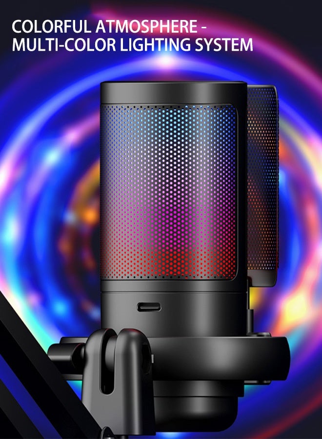 OKASA USB capacitive microphone with RGB colorful computer and mobile phone plug-and-play game, competition, live streaming, recording and talking microphone case - Image 5