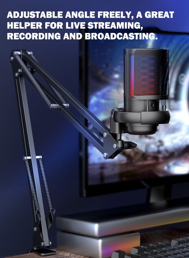 OKASA USB capacitive microphone with RGB colorful computer and mobile phone plug-and-play game, competition, live streaming, recording and talking microphone case - Image 2