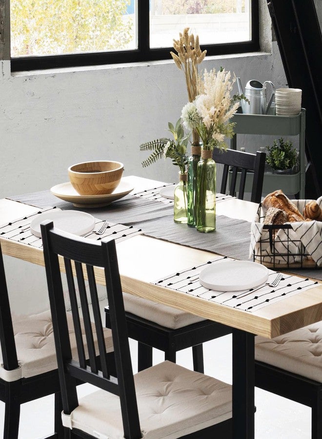 tchrules Placemats Set of 8 for Dining Table, Woven Cloth Place Mats for Modern Boho Farmhouse Kitchen Tabletop Decor, Rectangle Washable Polyester-Cotton Table Mats, Black and White Placemats, 13×17.5 inch - Image 4