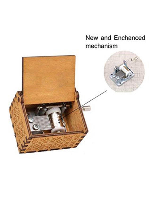 صندوق موسيقي خشبي صغير منحوت يدويًا مع كرانك يدوي رائع - Image 3