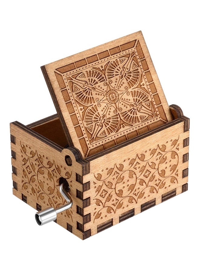 صندوق موسيقي خشبي صغير منحوت يدويًا مع كرانك يدوي رائع - Image 2
