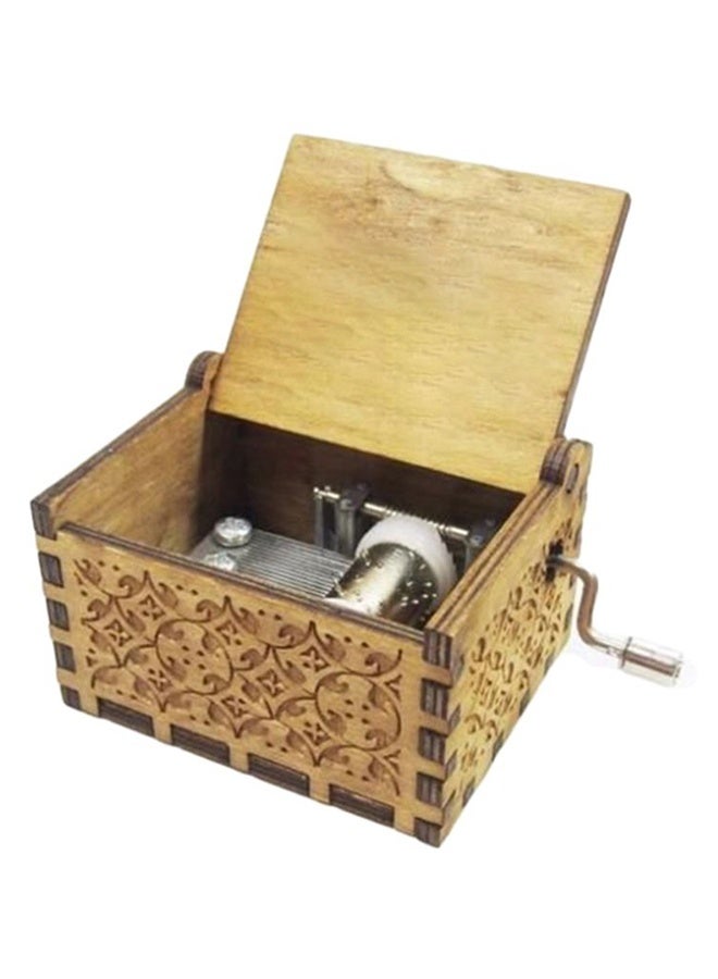 صندوق موسيقي خشبي صغير منحوت يدويًا مع كرانك يدوي رائع - Image 1