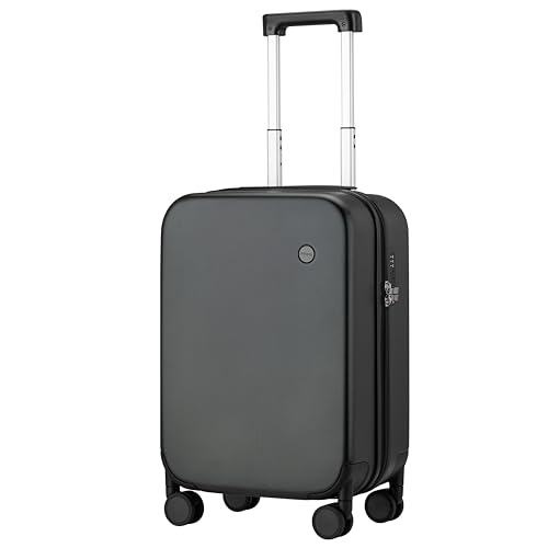 mixi Upgrade Carry on Luggage Suitcases with Spinner Wheels, Hardside Rolling Suitcase PC with TSA Lock Lightweight Travel Case 20in Carry-On, Fine Grid Black - Image 1