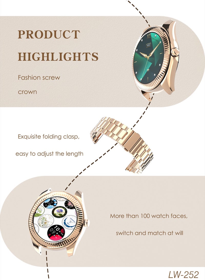 LENYES LW-252 Queen Smart Watch For Women ,IP68 Waterproof class With AMOLED Always On Display Bluetooth Calling Waterproof Fitness Watches For Android iOS Gold - Image 5