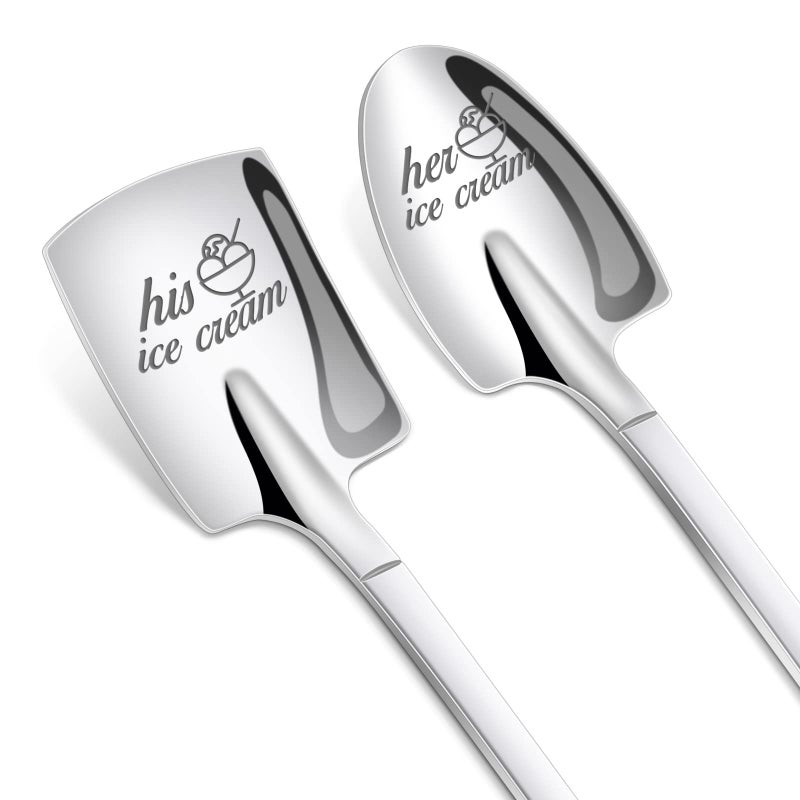 PRSTENLY PRSTENLY Gifts for Him Her 2 Pcs His and Hers Ice Cream Spoons Boyfriend Girlfriend Couples Gift Ideas Wedding Anniversary Engagement Birthday Graduation Gifts for Her Him Husband Wife Couple 