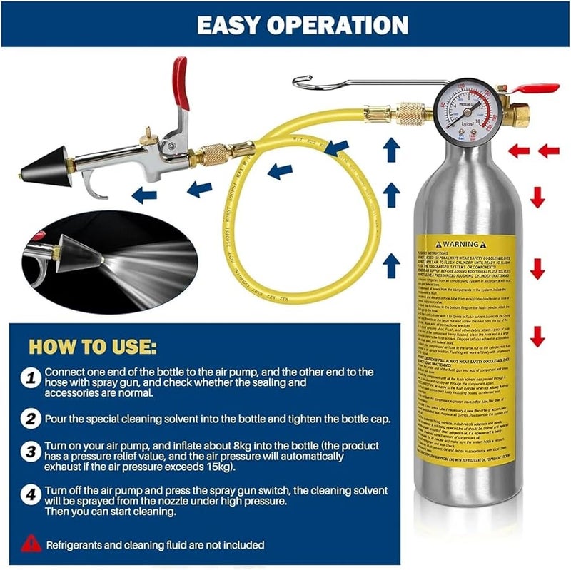1Set Automotive Air Conditioning Duct Cleaner Cylinder Cooling System Maintenance Free Cleaning Tool - Image 5