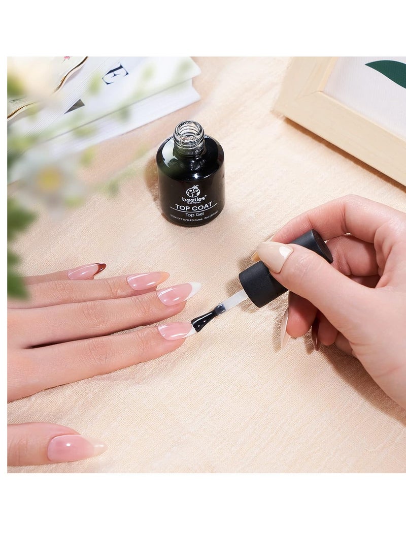 beetles Gel Polish beetles Gel Polish No Wipe Gel Top Coat - Clear Color Gel Shine Finish and Long Lasting, Soak Off Nail Lamp Gel, 15ml Gift for Girls  - Image 4