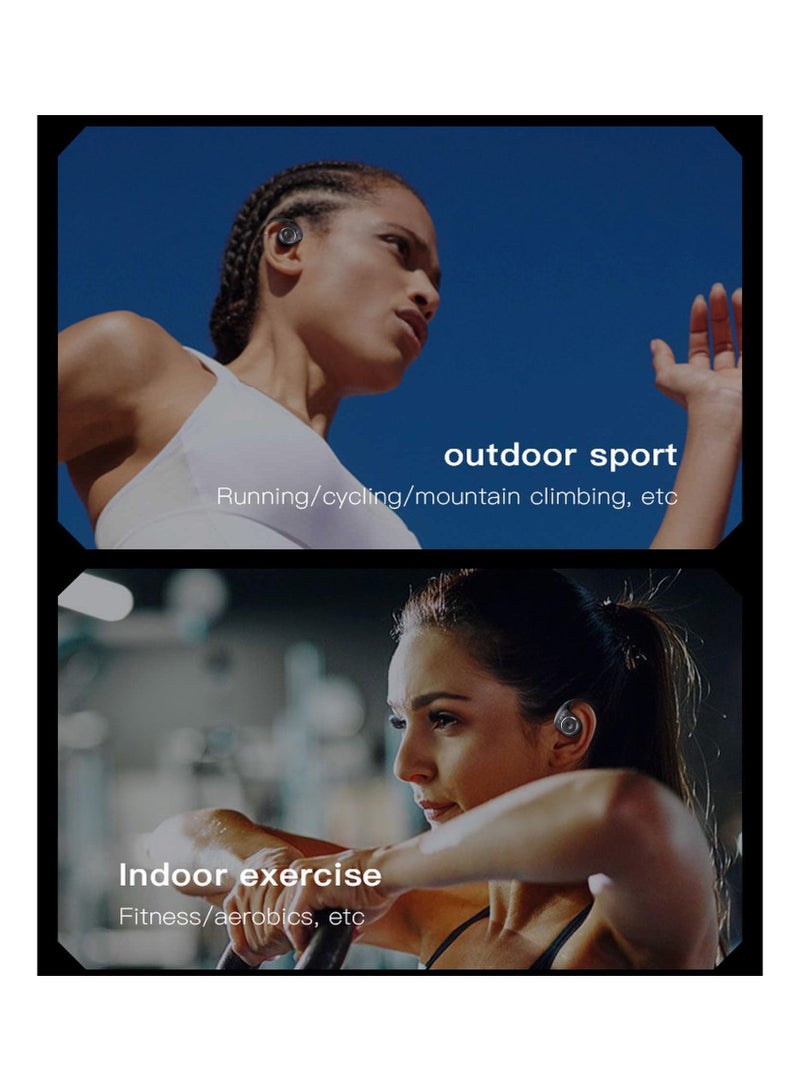 SYOSI Open Ear Headphones Wireless Earbuds, Sports Fitness Running Waterproof Noise Canceling Over-Ear Headset with Microphone Gaming Earbuds HD Call Compatible with Android/iOS (Black) - Image 2