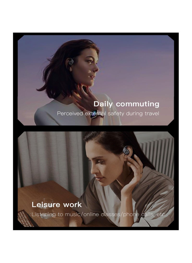 SYOSI Open Ear Headphones Wireless Earbuds, Sports Fitness Running Waterproof Noise Canceling Over-Ear Headset with Microphone Gaming Earbuds HD Call Compatible with Android/iOS (Black) - Image 3