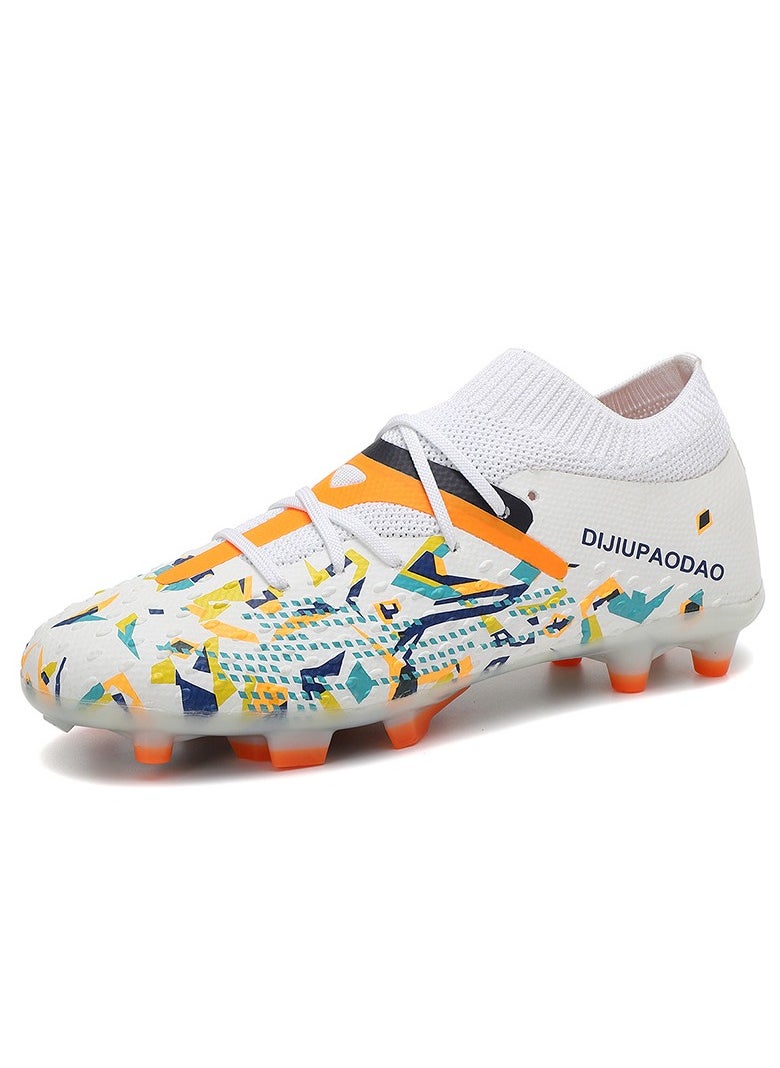 SKT Shiketro High-Top Seamless Flying Woven Shoes, Professional Grass Training Shoes, Lingdong Shock-Absorbing Breathable Shoes, Long-Spike And Broken-Spike Breathable And Non-Slip Outdoor Shoes For Men And Women,  - Image 1