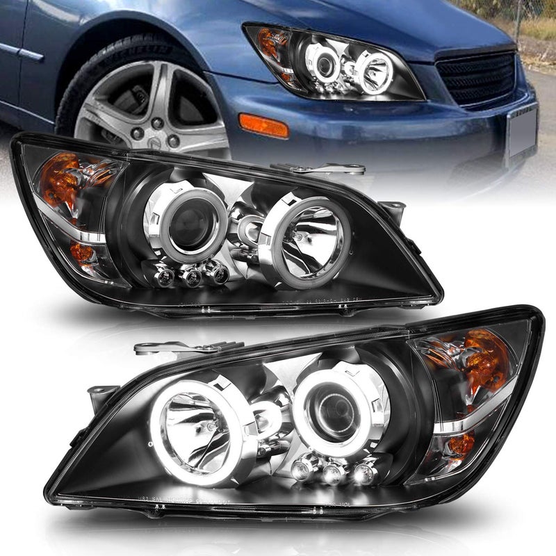 AmeriLite Black Projector Headlights Pair Xtreme LED Halo For 20012005 Lexus IS 300 Passenger and Driver Side