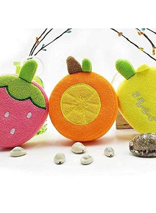 Baby Station Children Fruit Shaped Cleaning Sponge Bath Ball Soft Shower Sponge (Pack Of 2 Multi Color) - Image 3