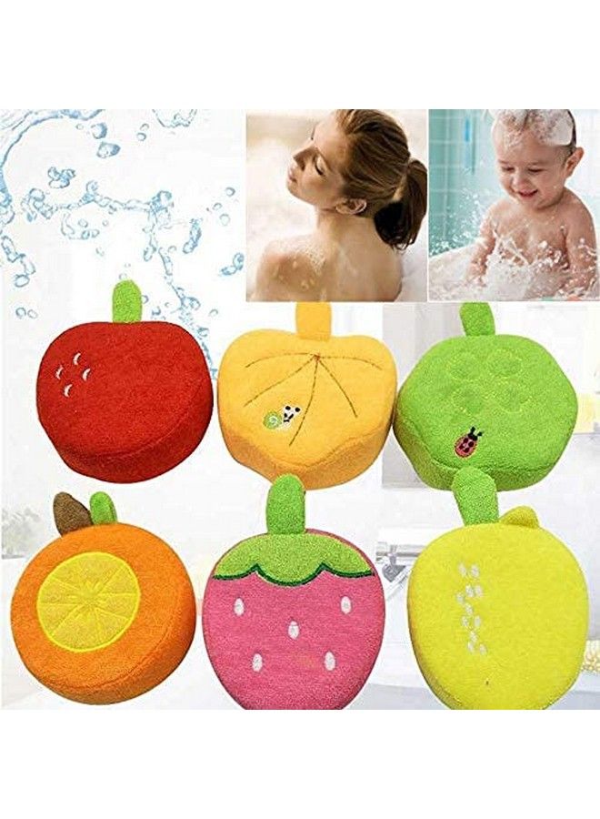 Baby Station Children Fruit Shaped Cleaning Sponge Bath Ball Soft Shower Sponge (Pack Of 2 Multi Color) - Image 2