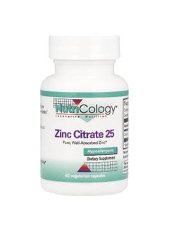 Nutricology Nutricology, Zinc Citrate 25, 25 mg, 60 Vegetarian Capsules  - Image 1