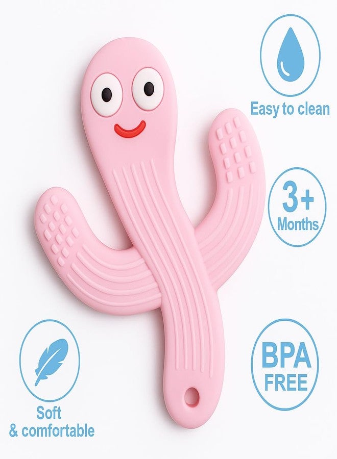 DTR Creation Cactus Baby Teether Toy ? Pink BPA-Free Silicone Teething Toy for Infants & Toddlers | Soft & Safe Gum Soother Chew| 100% Food-Grade Material - Image 3