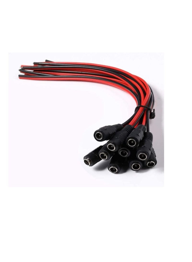 10Pcs DC Power Supply Wire Jack Plug Wire Connector for CCTV Security Camera and Lighting Power Adapter (Female Pin) - Image 1
