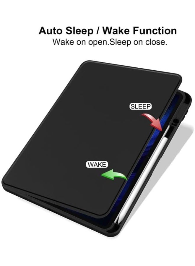 360 Rotating Case for Xiaomi Pad 5/5 Pro 11" 2021,360 Degree Rotation Protective Stand Smart Tablet Slim Hard Shell Folio Cover Clear Back with Hand Pen Holder, Auto Wake/Sleep (Black) - Image 2