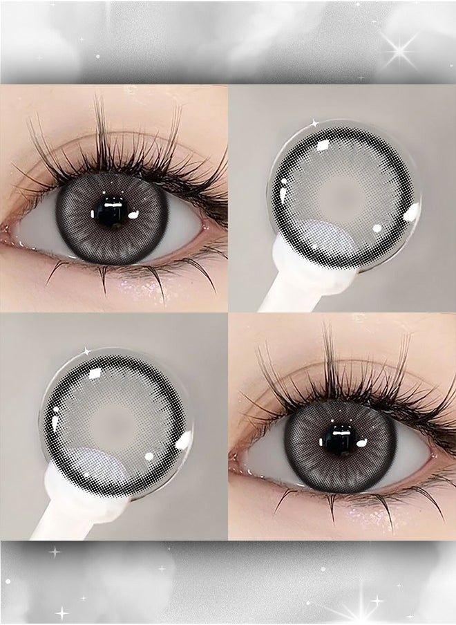 UYAAI Mirage Gray Yearly Colored Contact Lenses, Unisex Cosmetic Contact Lenses, Natural Fashion Lenses, With Case  - Image 5