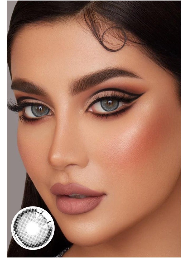 UYAAI Mirage Gray Yearly Colored Contact Lenses, Unisex Cosmetic Contact Lenses, Natural Fashion Lenses, With Case  - Image 1