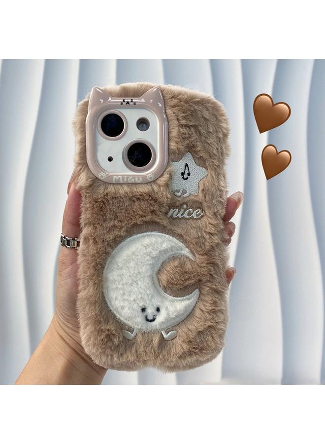 اس-توب جراب لهاتف iPhone 15 Plus، جراب هاتف من السيليكون المخملي المطرز اللطيف - Image 1