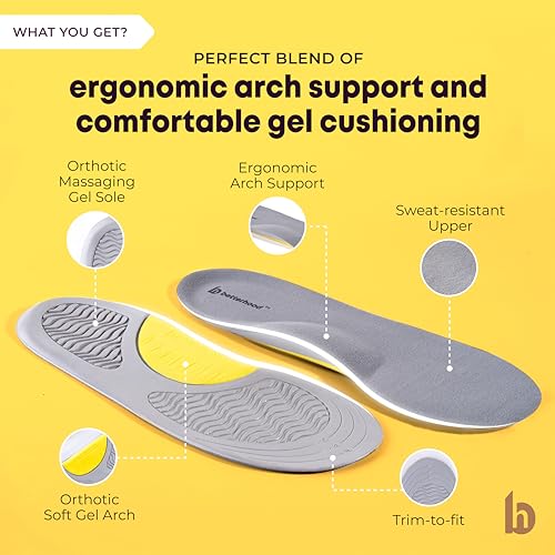betterhood PosturePro Arch Support Insoles | Small, 5-8 UK | Gel Insoles for Shoes, Flat Feet Arch Support Ergonomic Orthopedic Shoe Inserts, Thin and Non-Bulk Design, Cut to Fit (Pack of 1 Pair) - Image 3