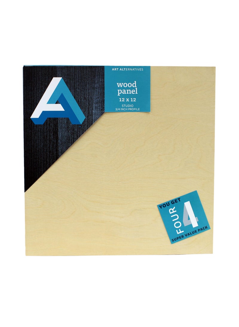 Art Alternatives Art Alternatives Classic Wood Panel Value Pack Studio 75 Profile 12 x 12 4Pkg 