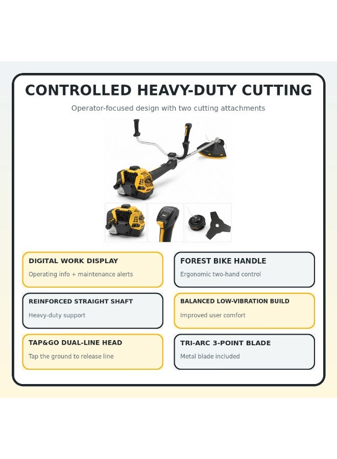 STIGA Petrol Brush Cutter BC 760 B, 52.8cc 2-Stroke Engine, Digital Display, Bike-Style Handle, Straight Shaft, 45cm Cutting Width - Image 5