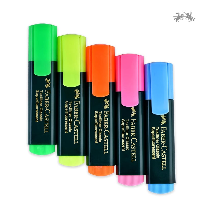 FABER-CASTELL Textliner Pen Set – Pack of 5 Assorted Colours | Refillable Markers for Study, Journaling & Doodling | Stationery Essential for Students - Image 5