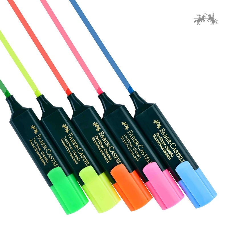 FABER-CASTELL Textliner Pen Set – Pack of 5 Assorted Colours | Refillable Markers for Study, Journaling & Doodling | Stationery Essential for Students - Image 3